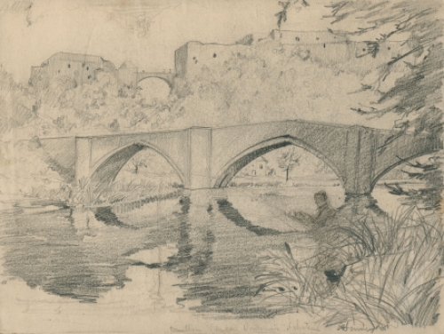 kunstenaar Léopold Henderyckx met een potloodtekening