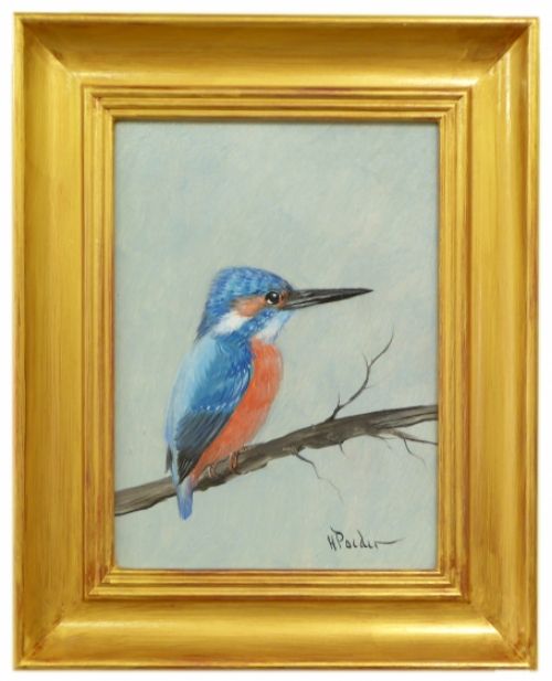 Fijn Schilderijtje van Henk Poeder ijsvogel