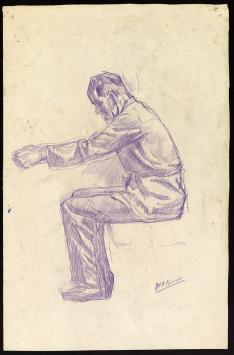 Tekening (paars potlood) van de Nederlandse kunstenaar Henri Boot kopen