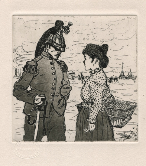 Henri Evenepoel  met een ets