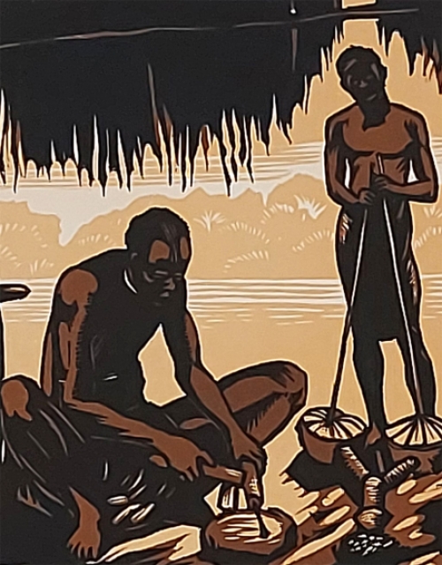 Gekleurde houtgravure van Henri Kerels