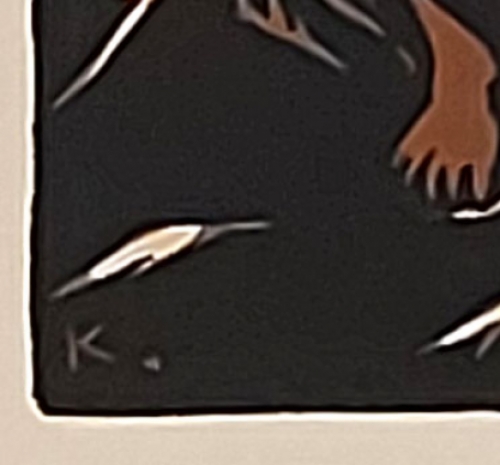 Belgische kunstschilder  Gekleurde houtgravure Henri Kerels