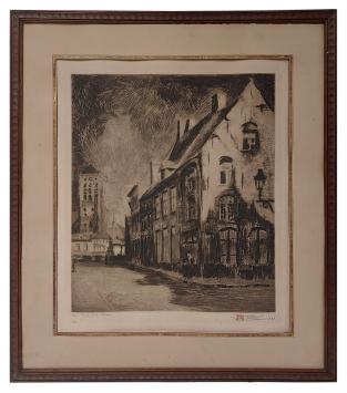 Grote ets van de Belgische kunstenaar Henri Mortiaux