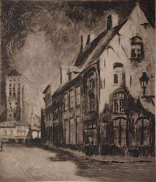 Henri Mortiaux met een genummerde ets