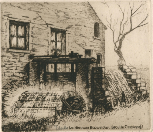 Een gesigneerde ets van Henri Quittelier