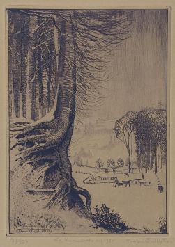 Een gesigneerde ets uit 1925 van Henri Quittelier