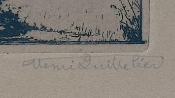 Henri Quittelier met een ets uit 1925