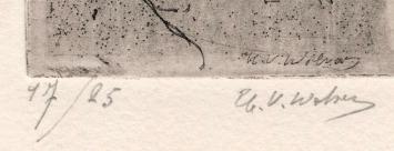 Ets van Wolvens, gesigneerd en genummerd