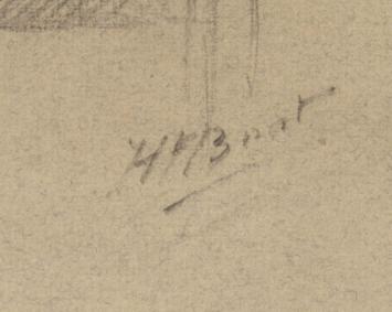 Nederlandse kunstenaar H. Boot met een schets