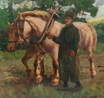 Kunstwerken te koop van Henri Houben, trekpaarden