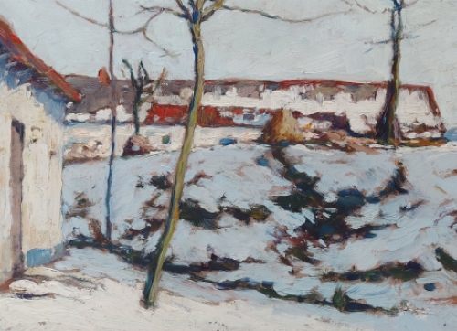 Kunstwerk  op paneel van de kunstenaar Henri Albert Depi