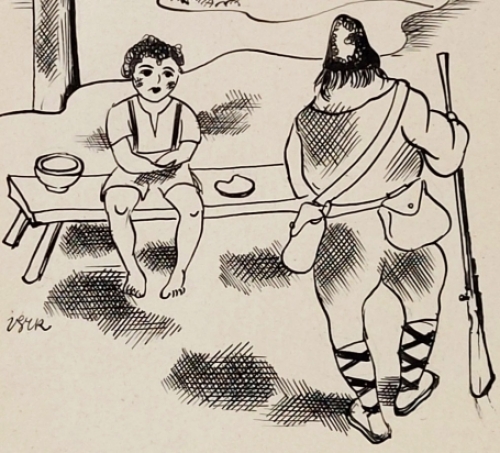 Henry Van Straten met tekening voor Mateo Falcone  1941