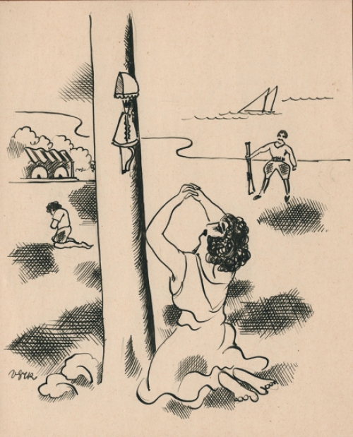 Pentekening van de Antwerpse kunstenaar Henri Van Straten