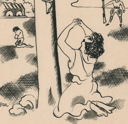 Henry Van Straten met tekening voor Mateo Falcone  1941