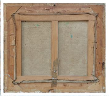 Landschapsaanzicht met boer, en hooiwagen