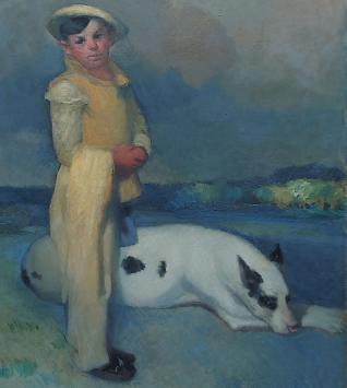 Kind met hond van Herman Diels