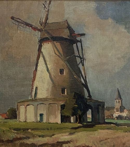 Kunstschilder Herman Verbaere met een landschapsgezicht