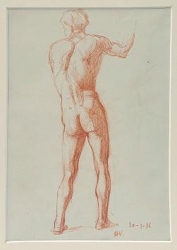 Tekening, sanguine  van de graficus Herman Verbrugge