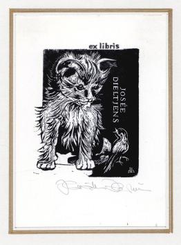 Hermina Horváth met een gesigneerd grafisch kunstwerkje