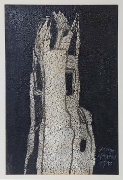 Hugo Heyens met een olieverfschilderij