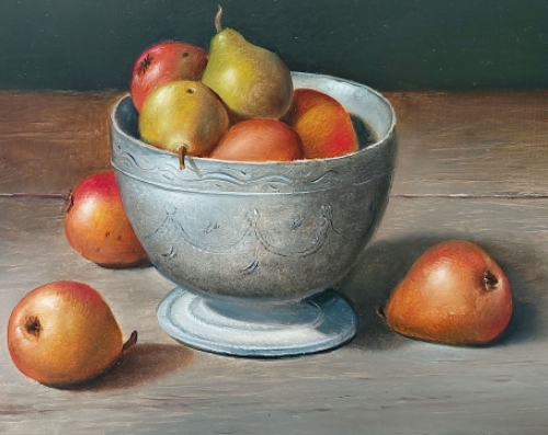 Een stilleven op paneel geschilderd van H. Bals