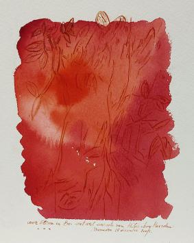 Hilde BOY Haerden met een werk gemengde techniek