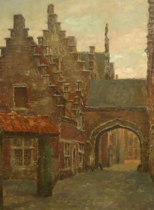 Hippolyte Prat met een olieverschilderij