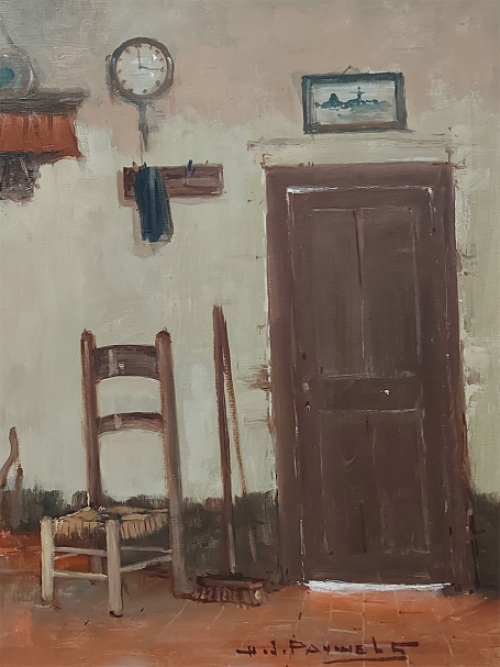 Interieur van een hoeve geschilderd door H.J. Pauwels