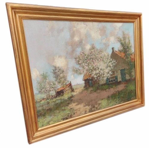 Landschap in de lente geschilderd door HJ Pauwels