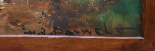 Landschapsschilderij van een bosgezicht geschilderd door H.J. Pauwels