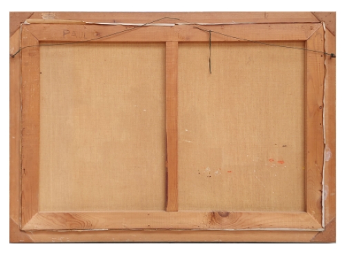 Hoeve met blauw gebouwtje aan de stroom