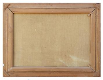 Sneeuwlandschap met beekje en boerderij met licht