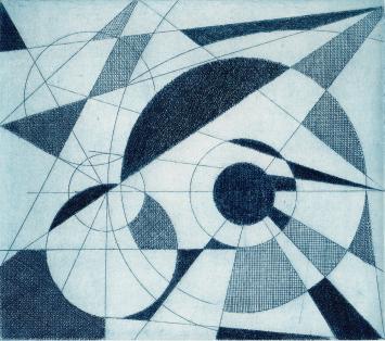 De Belgische etser Léon Smets met een grafisch kunstwerkje