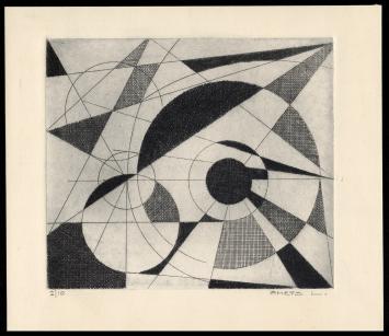 Abstract kunstwerk geëtst door Mechelse kunstenaar Léon Smets