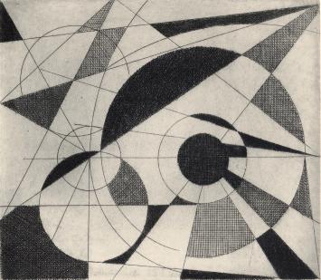 De Belgische etser Léon Smets met een grafisch kunstwerkje