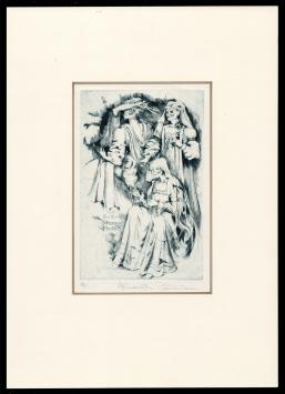 Droge naald ets van Hermina Horváth, ex libris uit 1995