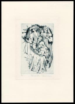 Hermina Horváth met een gesigneerd grafisch kunstwerkje