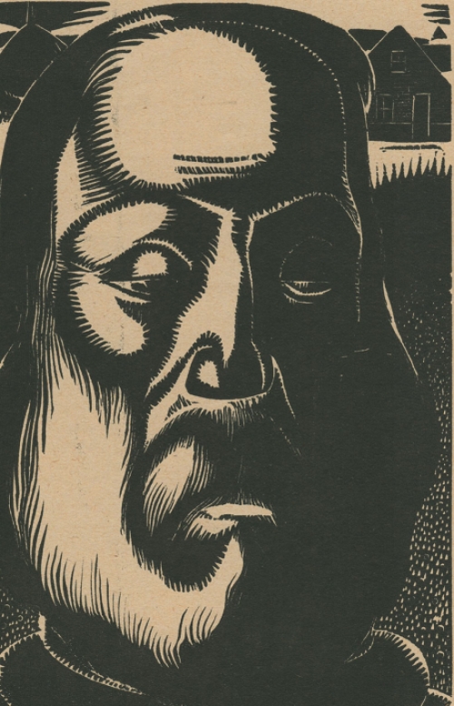 Woodcut van de Belgische kunstenaar Jan Frans Cantré