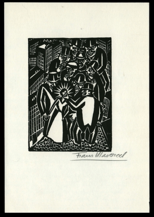 Houtsnedes van Belgische kunstenaar Frans Masereel uit het werk l\'idée
