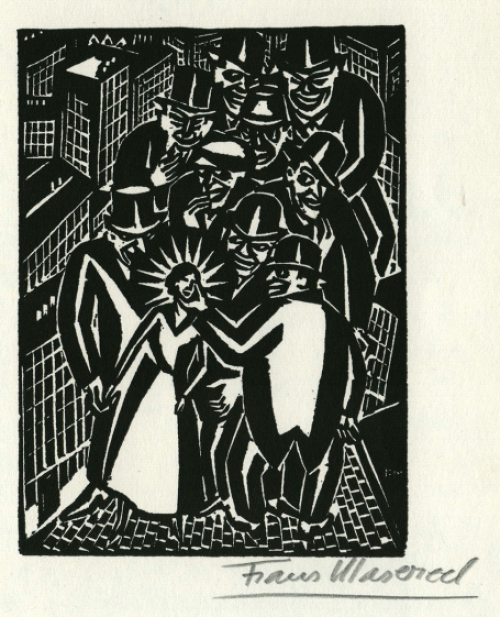 Kleine houtsnede van F. Masereel kopen