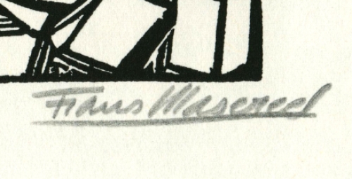 Gravure sur bois signée à la main par l\'artiste belge Frans Masereel d\'après l\'idée