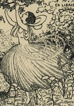 Jeanne Hovine met een houtsnede voor ABCDE