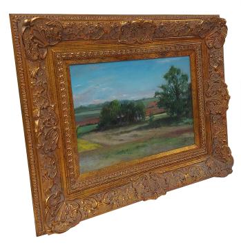 Hough Teresa Beth met een olieverfschilderij in kader