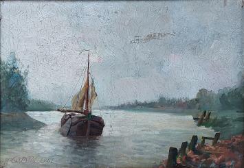 Schilderij in barok kader van Hubert Coeck