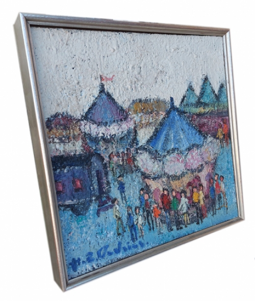 De kermismolen, een schilderij van Hubert De Vries