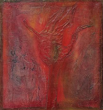 Hugo Heyens met een schilderij