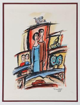Kunstwerkje op papier van de Belgische kunstenaar Theo Humblet kopen