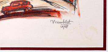 T. Humblet met een kunstwerk uit 1988