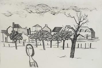 Theo Humblet met een litho uit 1971