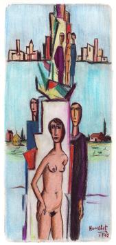 Kunstwerkje op papier van de Leuvense kunstenaar Theo Humblet kopen